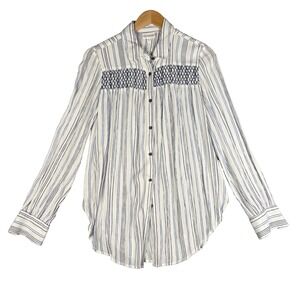 SHYANNE Striped Blouse Women's Size Small Blue Button-Up Countrycore Western Top